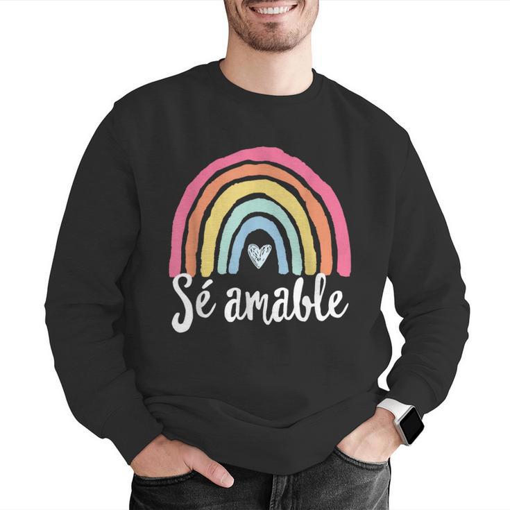 Sé Amable Spanish Bilingual Teacher Be Kind Boho Rainbow Men Graphic Sweatshirt, funny gift