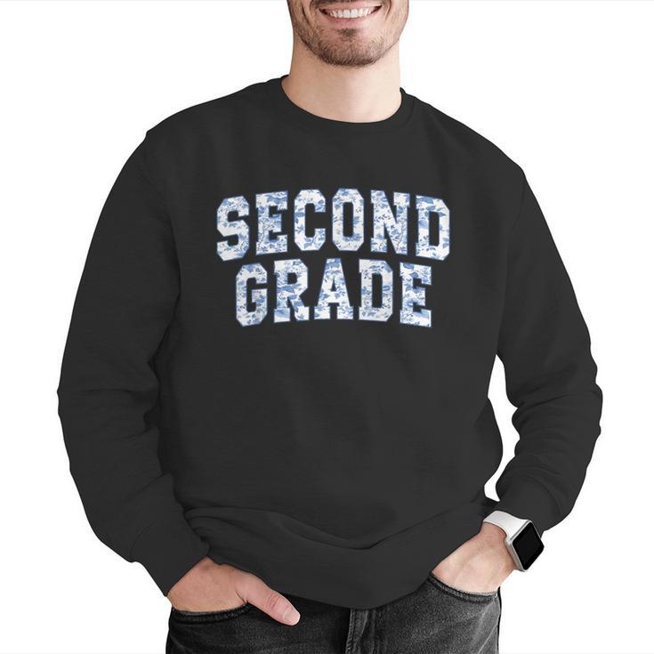 Second Grade Floral Blue Back To School 2nd Grade Teacher Men Graphic Sweatshirt, 2nd Grade Teacher Sweatshirts, funny gift