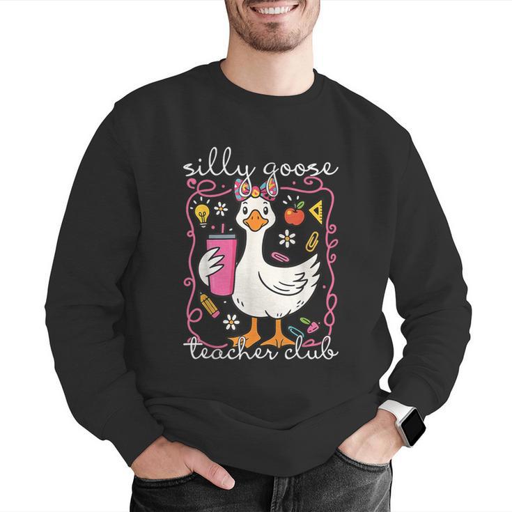 Silly Goose Teacher Club Animal Lover Groovy Teacher Men Graphic Sweatshirt, Groovy Teacher Sweatshirts, funny gift