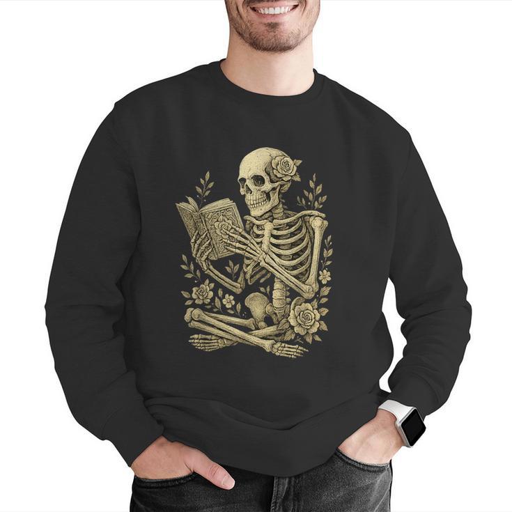 Skeleton Book Floral Skull Halloween Teacher Costume Men Graphic Sweatshirt, funny gift Skeleton Book Floral Skull Halloween Teacher Costume Men Graphic Sweatshirt, funny gift
