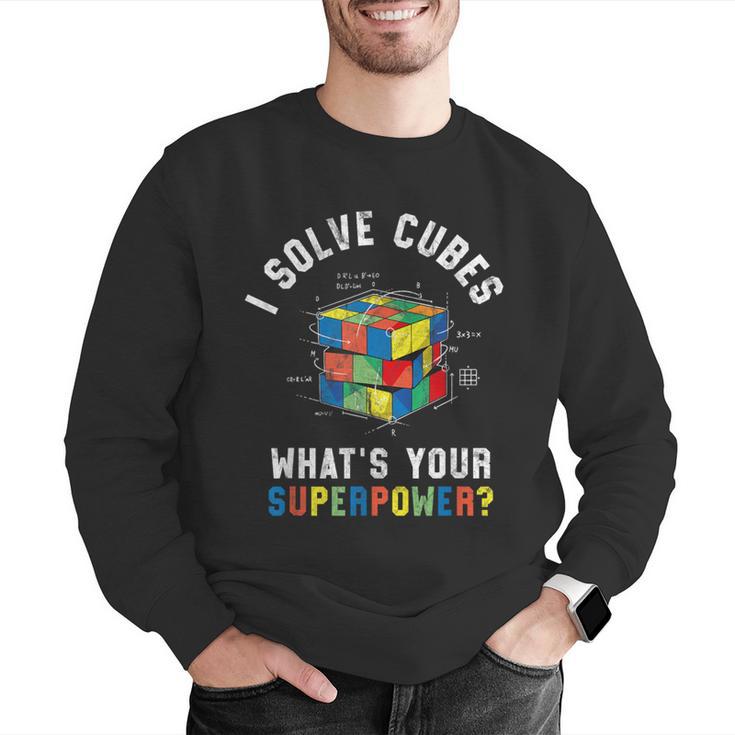 I Solve Cubes Speed Cubing Vintage Youth Math Teacher Men Graphic Sweatshirt, funny gift