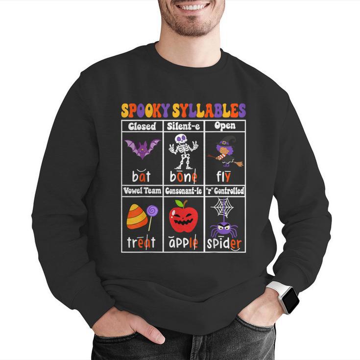 Spooky Syllables Teacher Halloween Educational Kids Men Graphic Sweatshirt, funny gift
