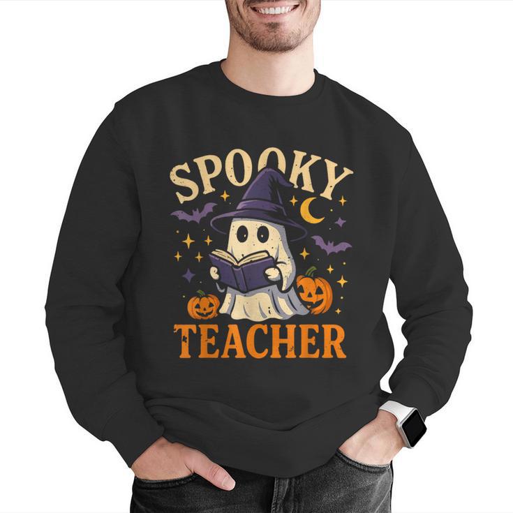 Spooky Teacher Halloween Cute Ghost Pumpkin Reading Women Men Graphic Sweatshirt, funny gift