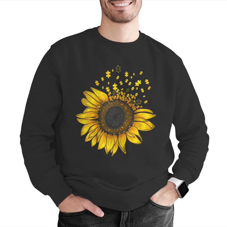 Sunflower Puzzle Pieces Autism Awareness For Mom Teacher For Women Men Graphic Sweatshirt, funny gift Sunflower Puzzle Pieces Autism Awareness For Mom Teacher For Women Men Graphic Sweatshirt, funny gift