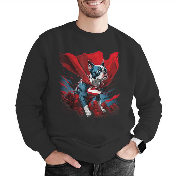 Super Power Superhero Boston Terrier Dog For Men Women Kids Men Graphic Sweatshirt, funny gift