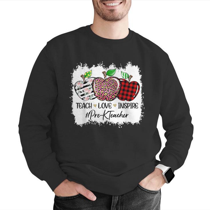 Teach Love Inspire Pre-k Teacher Apple Leopard Red Plain Men Graphic Sweatshirt, funny gift