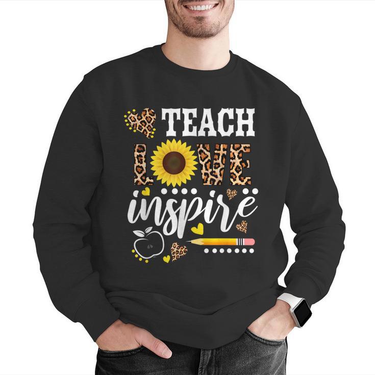 TEACH LOVE INSPIRE Teacher Sunflower Appreciation Men Graphic Sweatshirt, funny gift
