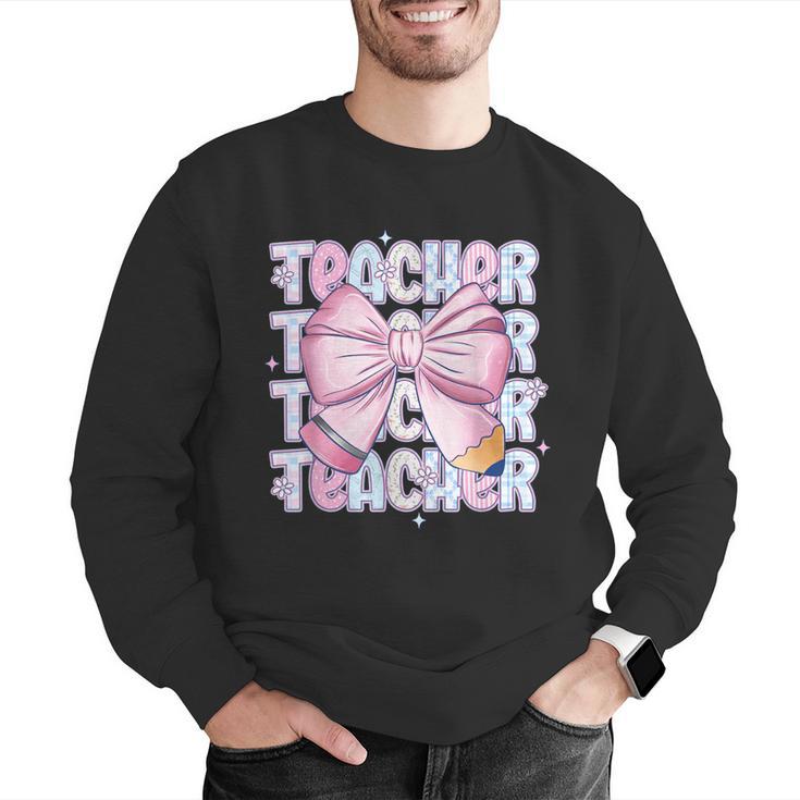 Teacher Bow Pencil Flowers Teacher Back To School Men Graphic Sweatshirt, funny gift Teacher Bow Pencil Flowers Teacher Back To School Men Graphic Sweatshirt, funny gift