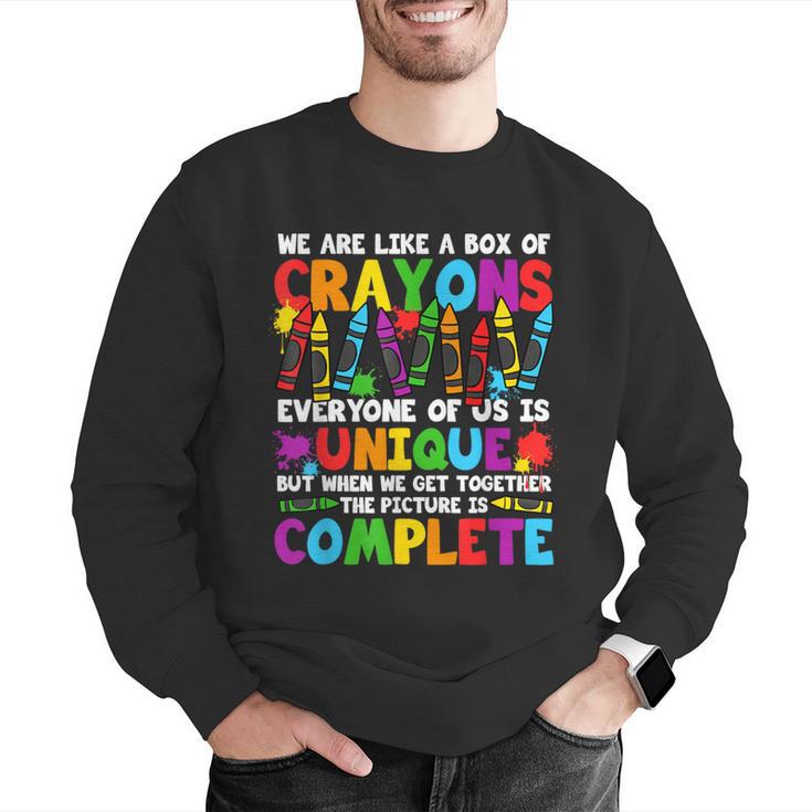 Teacher We Are Like A Box Of Crayons Back To School Men Graphic Sweatshirt, funny gift Teacher We Are Like A Box Of Crayons Back To School Men Graphic Sweatshirt, funny gift