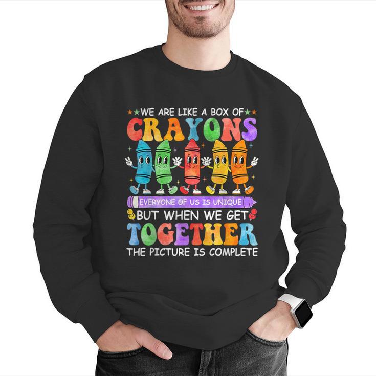 Teacher We Are Like A Box Of Crayons Back To School Men Women Kids Men Graphic Sweatshirt, funny gift Teacher We Are Like A Box Of Crayons Back To School Men Women Kids Men Graphic Sweatshirt, funny gift