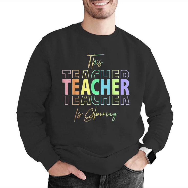 This Teacher Is Glowing Hello Summer End Of School Men Graphic Sweatshirt, funny gift