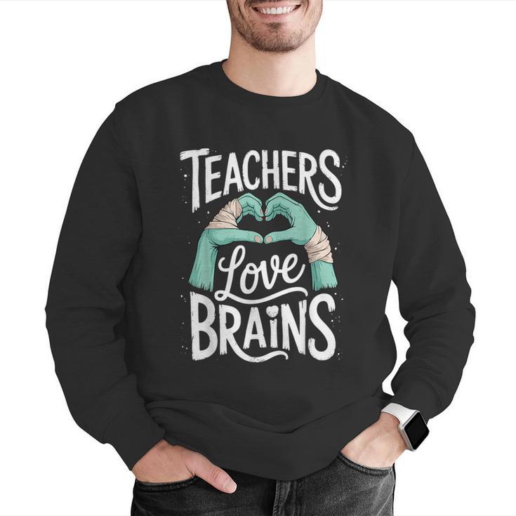 Teacher Halloween Shirt Women Men Teachers Love Brains Men Graphic Sweatshirt, funny gift