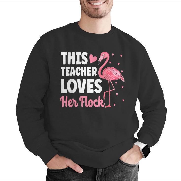 This Teacher Loves Her Flock Teaching Flamingo Girl Men Graphic Sweatshirt, funny gift