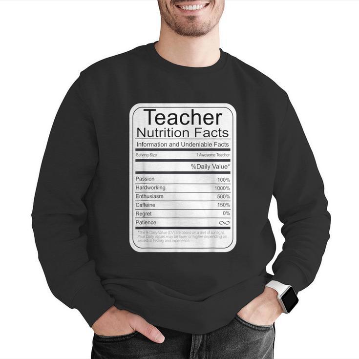 Teacher Nutrition Facts Teachers Nutritional Fact Men Graphic Sweatshirt, funny gift