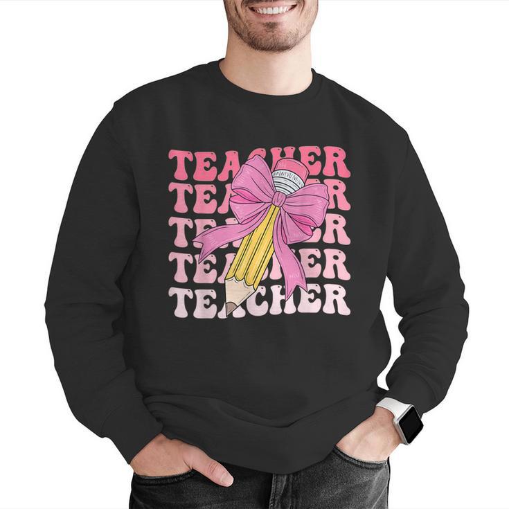 Teacher Pencil Back To School Groovy Pink Teacher First Day Men Graphic Sweatshirt, Groovy Teacher Sweatshirts, funny gift Teacher Pencil Back To School Groovy Pink Teacher First Day Men Graphic Sweatshirt, Groovy Teacher Sweatshirts, funny gift