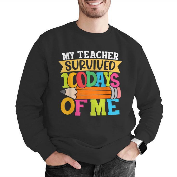 My Teacher Survived 100 Days Of Me 100th Day Of School Kids Men Graphic Sweatshirt, funny gift