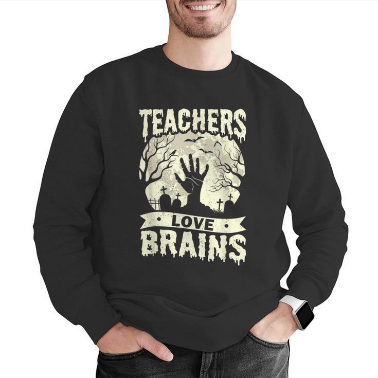Teachers Love Brains Halloween Costume Boo Trick Teach Men Graphic Sweatshirt, funny gift