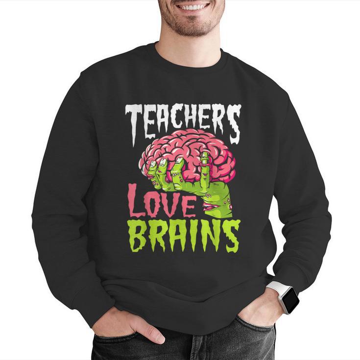 Teachers Love Brains Zombie Teacher Halloween Zombies Men Graphic Sweatshirt, funny gift