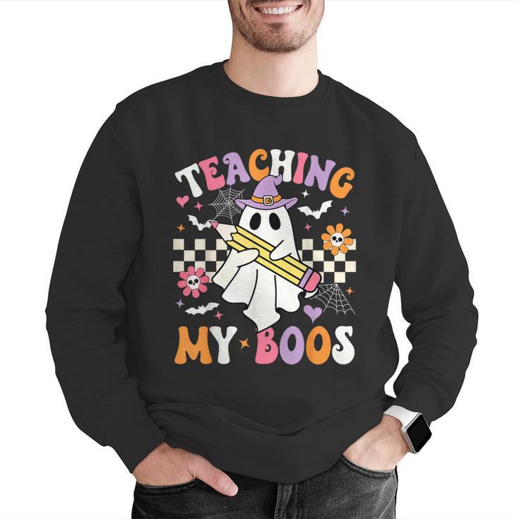 Teaching My Boos Ghost Teacher Cute Groovy Halloween Teacher Men Graphic Sweatshirt, Groovy Teacher Sweatshirts, funny gift Teaching My Boos Ghost Teacher Cute Groovy Halloween Teacher Men Graphic Sweatshirt, Groovy Teacher Sweatshirts, funny gift
