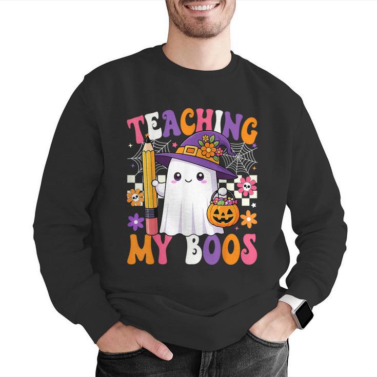Teaching My Boos Ghost Teacher Cute Pencil Halloween Teacher Men Graphic Sweatshirt, funny gift