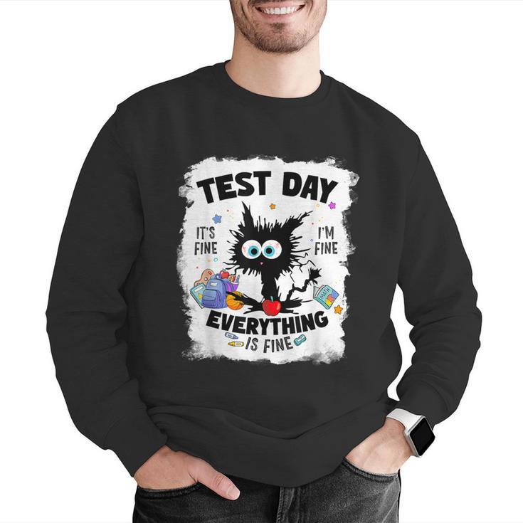 Test Day Stressed Cat Teacher Student Kids Testing Day Men Graphic Sweatshirt, funny gift