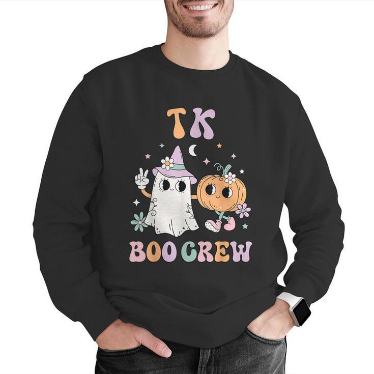 TK Boo Crew Retro Groovy Halloween Floral Ghost TK Teacher Men Women Kids Men Graphic Sweatshirt, Groovy Teacher Sweatshirts, funny gift