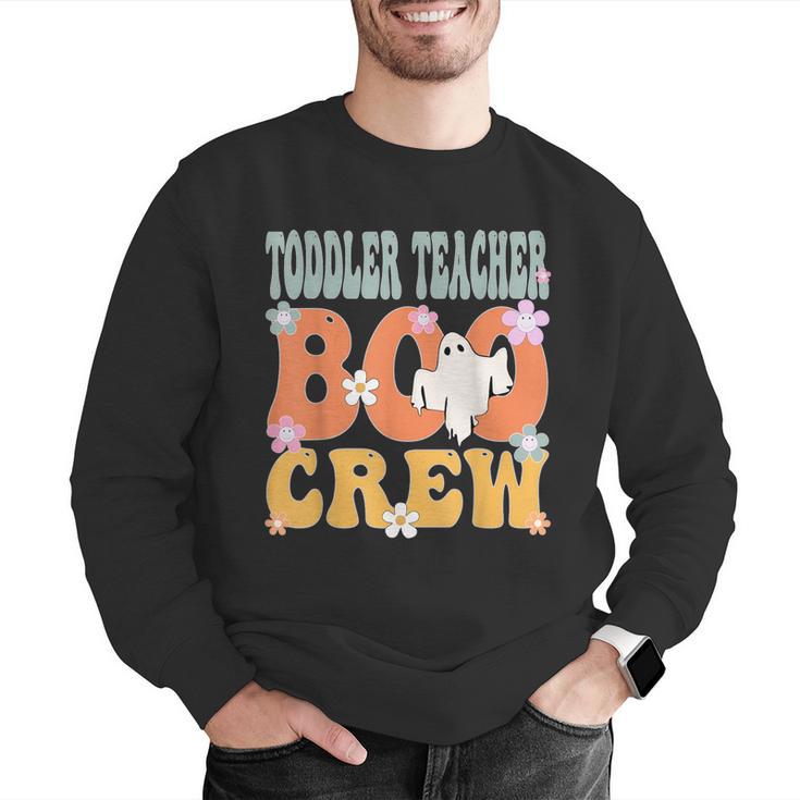 Toddler Teacher Boo Crew Ghost Groovy Halloween For Women Men Graphic Sweatshirt, Groovy Teacher Sweatshirts, funny gift