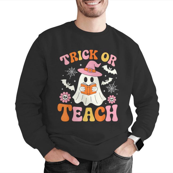 Trick Or Teach Cute Floral Ghost Teacher Halloween Costume Men Graphic Sweatshirt, funny gift