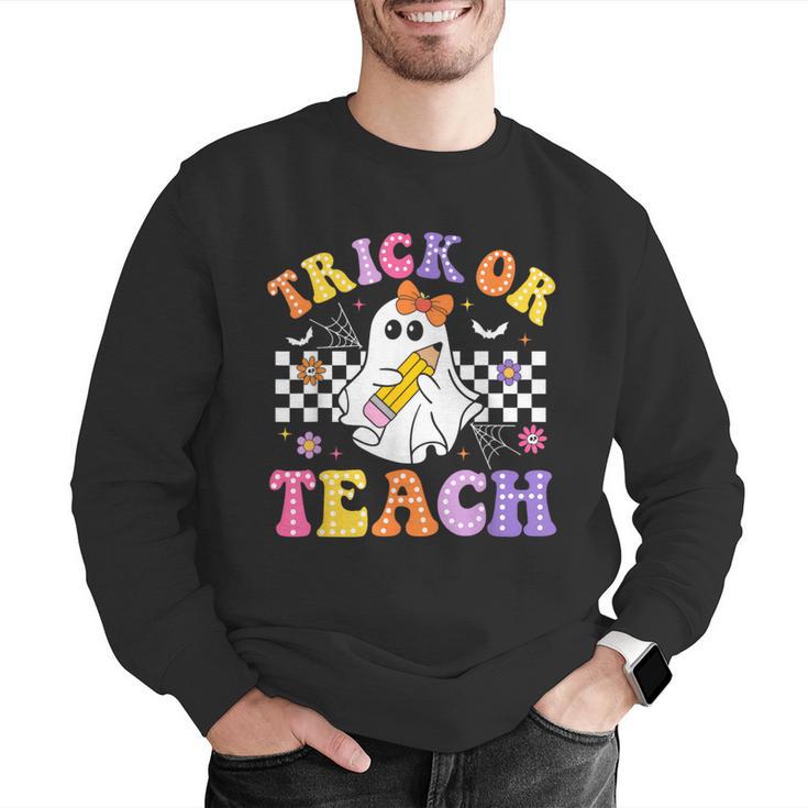 Trick Or Teach Groovy Halloween Teachers Men Graphic Sweatshirt, funny gift Trick Or Teach Groovy Halloween Teachers Men Graphic Sweatshirt, funny gift