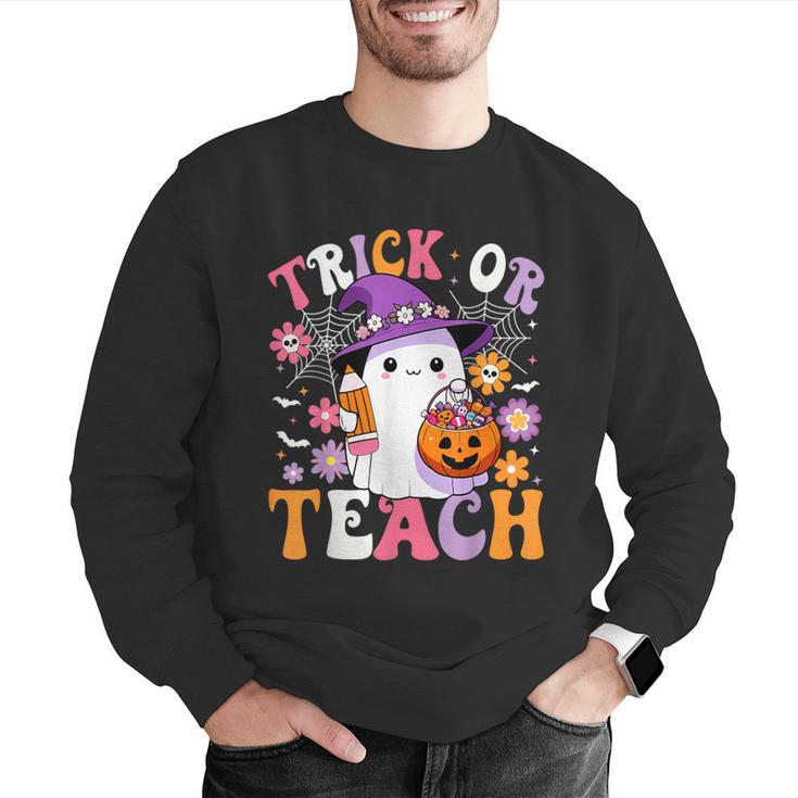 Trick Or Teach Groovy Teacher Ghost Halloween Teacher Men Graphic Sweatshirt, Groovy Teacher Sweatshirts, funny gift Trick Or Teach Groovy Teacher Ghost Halloween Teacher Men Graphic Sweatshirt, Groovy Teacher Sweatshirts, funny gift