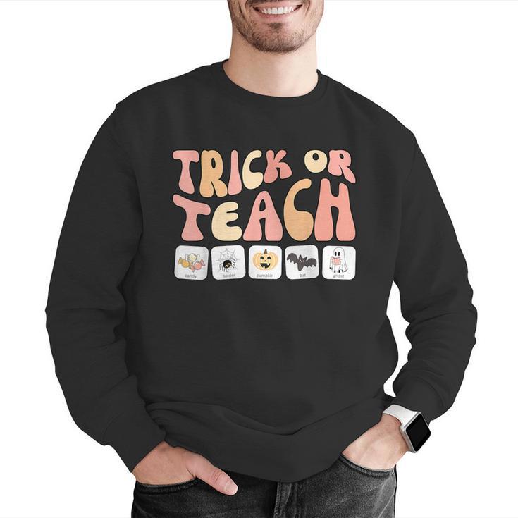 Trick Or Teach With Symbols Special Education Teacher Spooky Men Graphic Sweatshirt, funny gift Trick Or Teach With Symbols Special Education Teacher Spooky Men Graphic Sweatshirt, funny gift