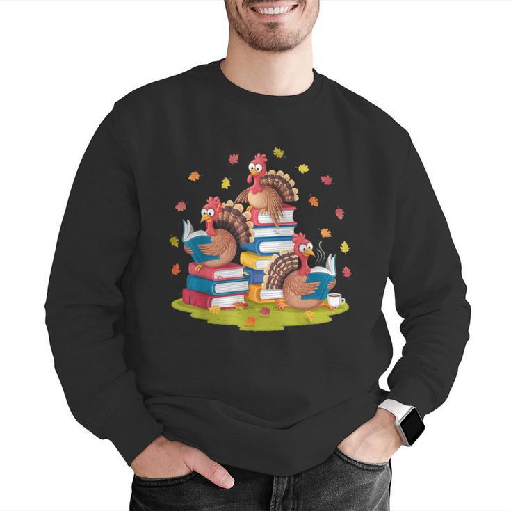 Turkey Reading Books Fall Season Thanksgiving Teacher Book Men Graphic Sweatshirt, funny gift Turkey Reading Books Fall Season Thanksgiving Teacher Book Men Graphic Sweatshirt, funny gift