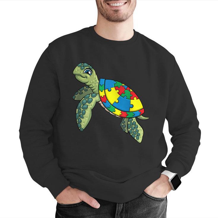 Turtle Puzzle Pieces For Autism Awareness Kids Women Teacher Men Graphic Sweatshirt, funny gift
