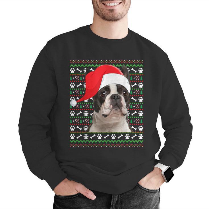 Ugly Xmas Sweater Santa Boston Terrier Dog Christmas For Men Women Kids Men Graphic Sweatshirt, Boston Terrier Christmas Sweatshirts, funny gift
