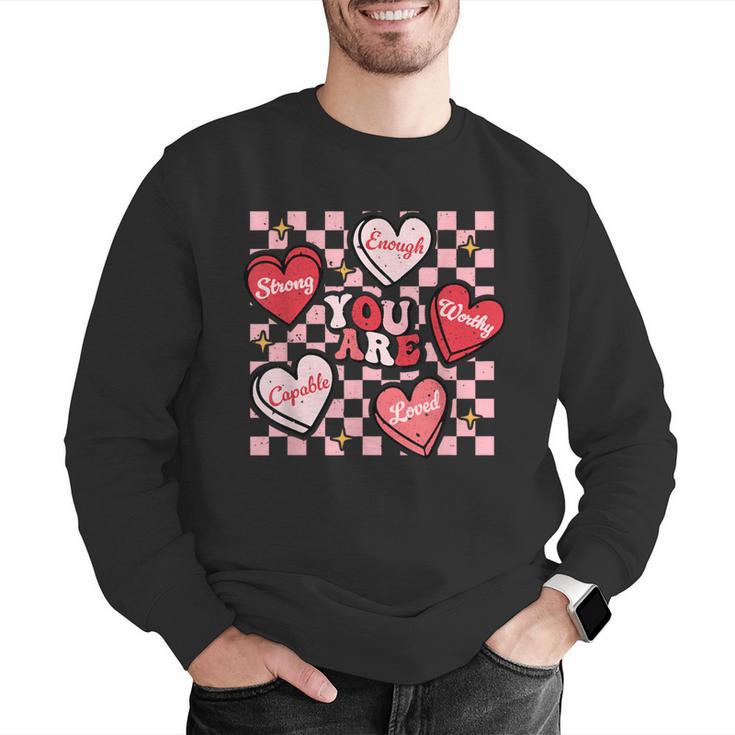 Valentine You Are Loved Worthy Enough Candy Heart Teacher For Men Women Girls Kids Men Graphic Sweatshirt, funny gift