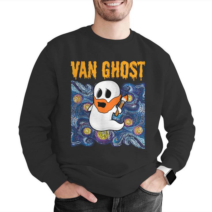 Van Ghost Art Teacher Halloween Van Gogh Starry Night Men Graphic Sweatshirt, funny gift
