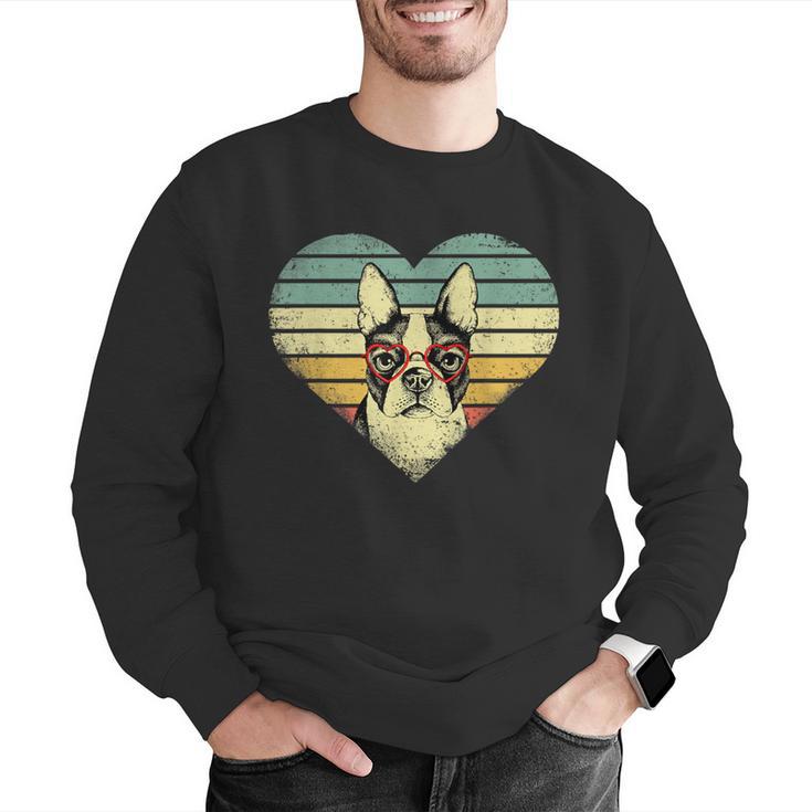 Vintage American Boston Terrier Lovers Valentine's Day Men Graphic Sweatshirt, American Boston Terrier Sweatshirts, funny gift