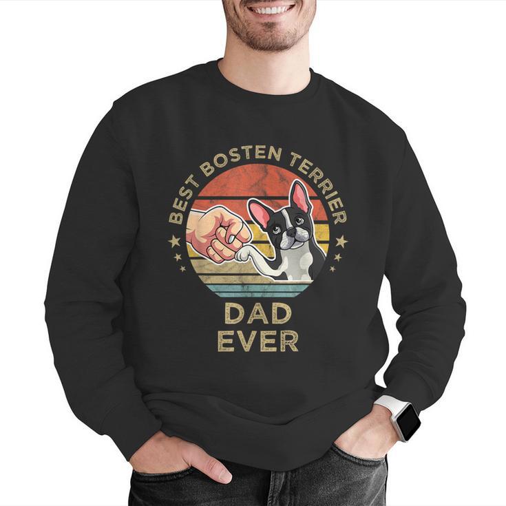 Vintage Best Boston Terrier Dad Ever Dog Father Father's Day Men Girls Kids Men Graphic Sweatshirt, Boston Terrier Dad Sweatshirts, funny gift