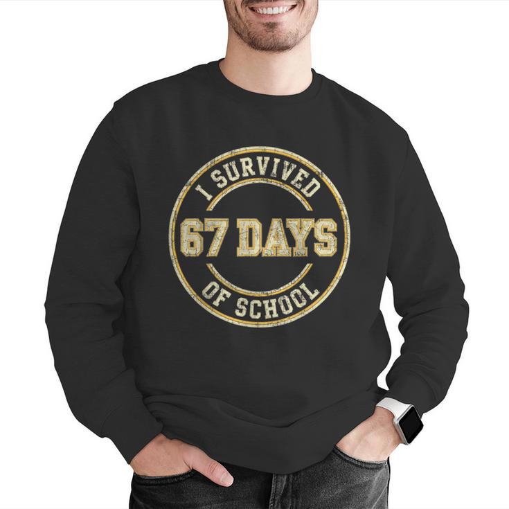 Vintage I Survived 67 Days Of School Teachers Students Men Graphic Sweatshirt, funny gift Vintage I Survived 67 Days Of School Teachers Students Men Graphic Sweatshirt, funny gift