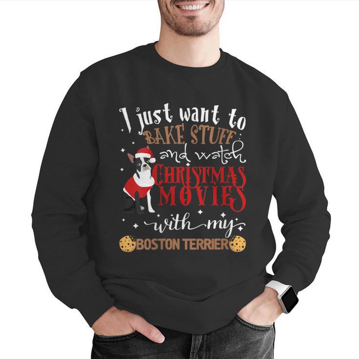Watch Christmas Movies With My Boston Terrier Bostie Men Graphic Sweatshirt, Boston Terrier Christmas Sweatshirts, funny gift