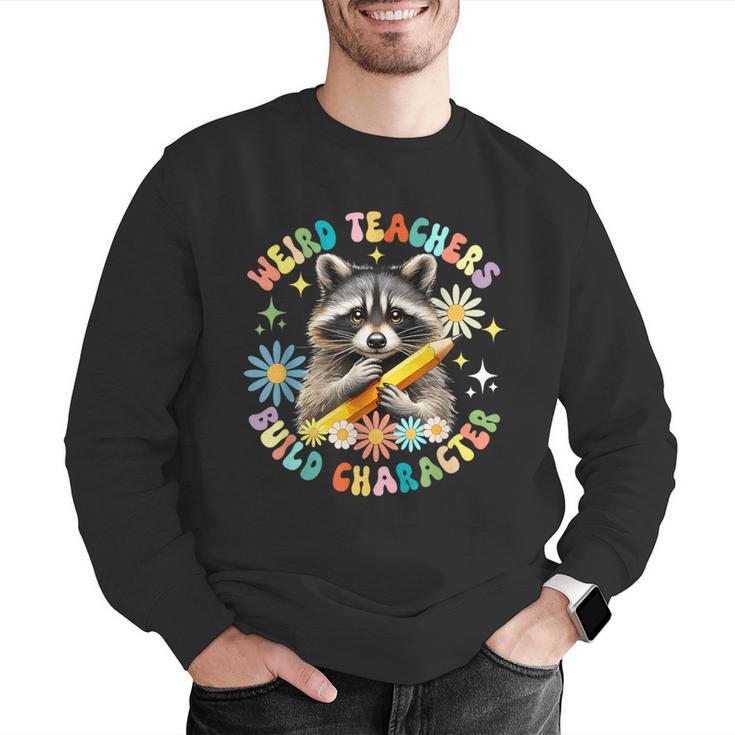 Weird Teachers Build Character Raccoon Colourful Floral Men Graphic Sweatshirt, funny gift