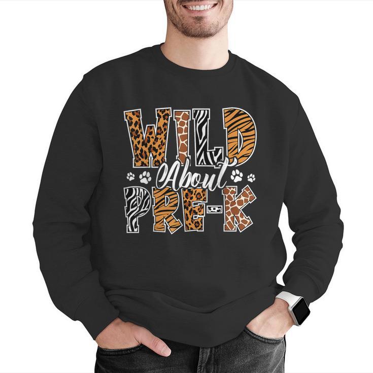 Wild About Pre-K Teacher Student First Day Of Kindergarten Men Graphic Sweatshirt, funny gift