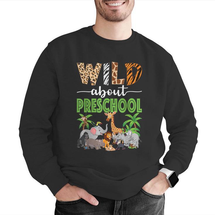 Wild About Preschool Teacher Student Preschool Zoo Safari Men Graphic Sweatshirt, funny gift