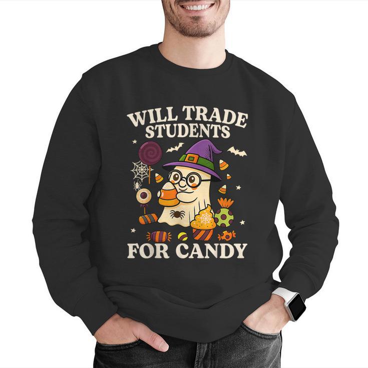 Will Trade Students For Candy Teacher Ghost Halloween Men Graphic Sweatshirt, funny gift
