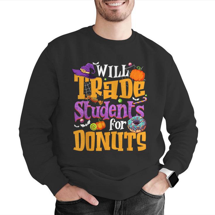 Will Trade Students For Donuts Halloween Teacher Men Graphic Sweatshirt, funny gift