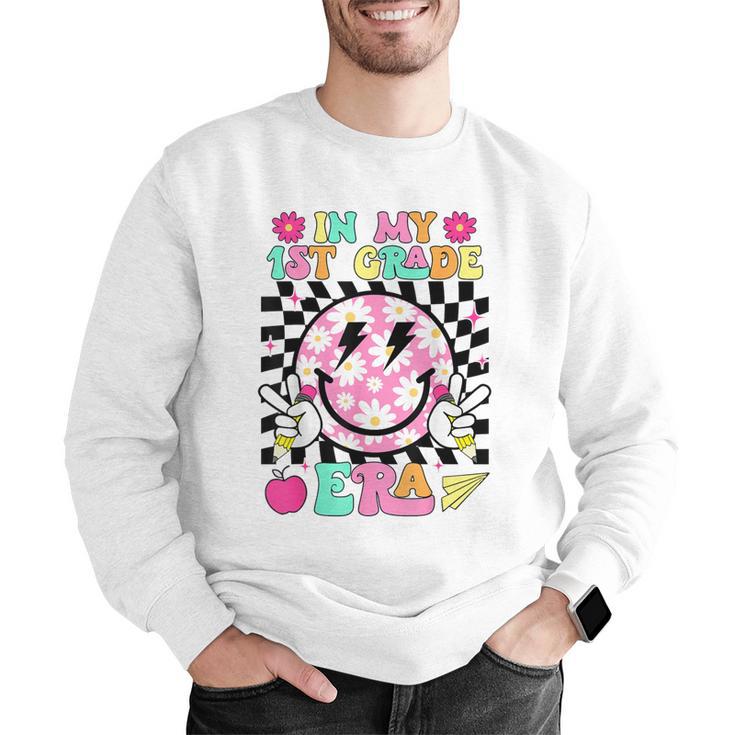 In My 1st Grade Era Smile Face Back To School Teacher Kid Men Graphic Sweatshirt, funny gift