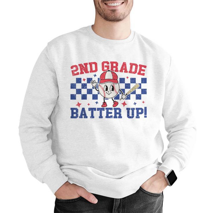 2nd Grade Batter Up Back To School Baseball Teacher Kids Men Graphic Sweatshirt, 2nd Grade Teacher Sweatshirts, funny gift