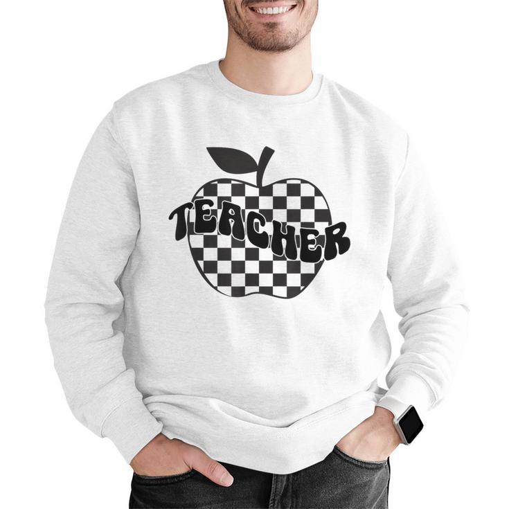 Back To School Checkered Apple Teacher Checkerboard Teacher For Men Women Girls Kids Men Graphic Sweatshirt, funny gift
