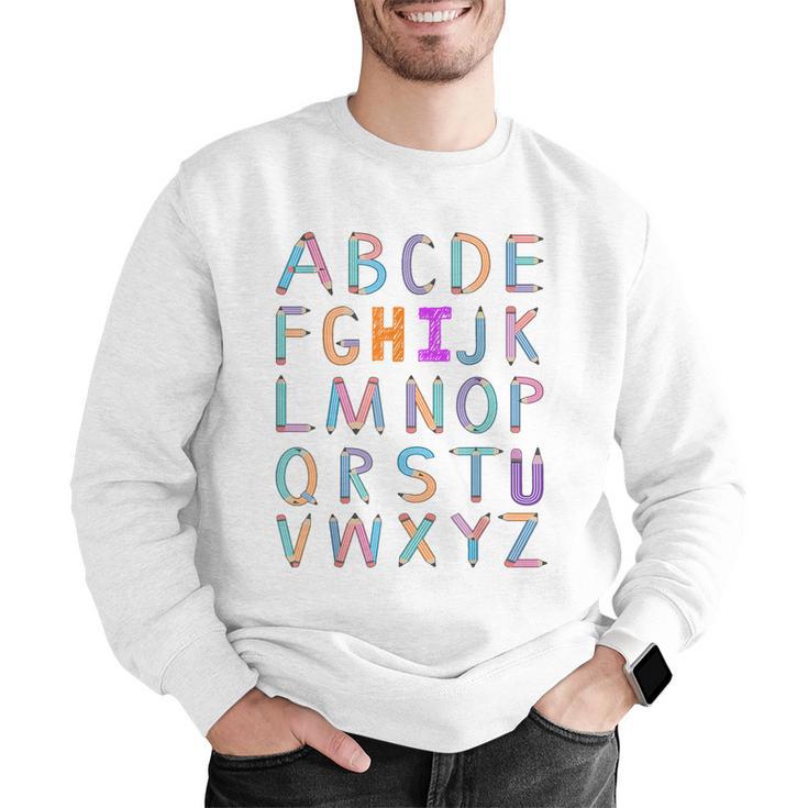 Back To School Kindergarten Alphabet ABC Teacher Women Kids Men Graphic Sweatshirt, funny gift