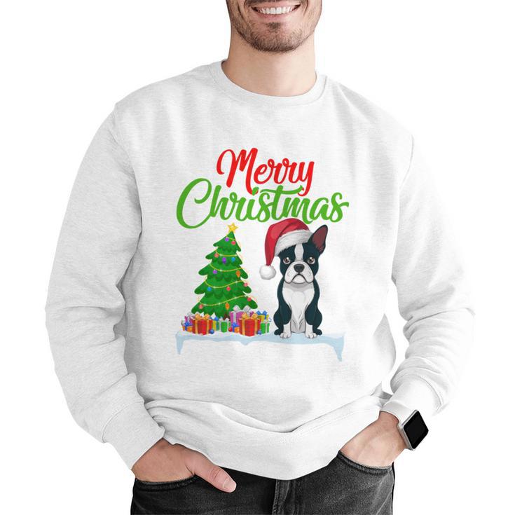Boston Terrier Christmas Tree Lights Xmas Dog Lover Men Graphic Sweatshirt, Boston Terrier Christmas Sweatshirts, funny gift